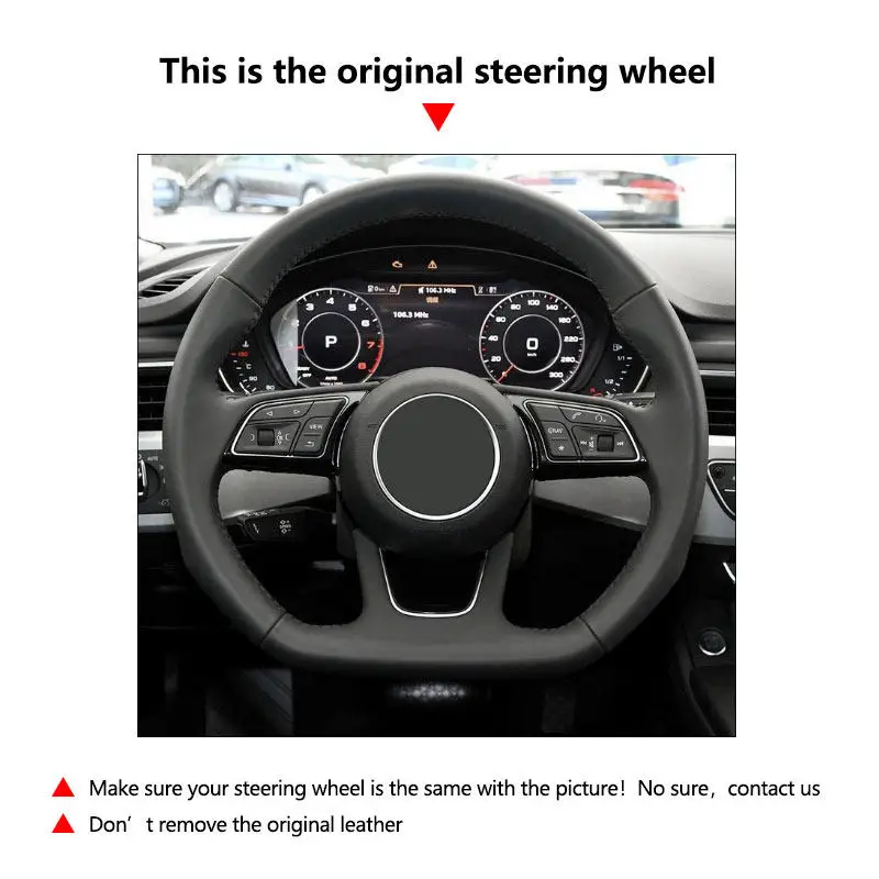 Protector volante cuero perforado cosido a mano Audi A3 8V/8Y S3 A4 B9 - imagen 5