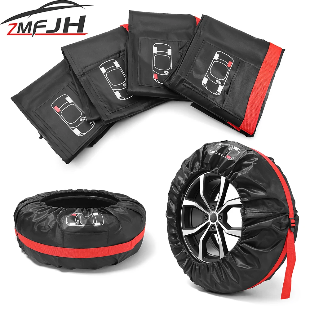 4 unids/lote Universal funda para neumático de repuesto de coche bolsas de almacenamiento de neumáticos de rueda de coche Protector de rueda de neumático de vehículo a prueba de polvo impermeable