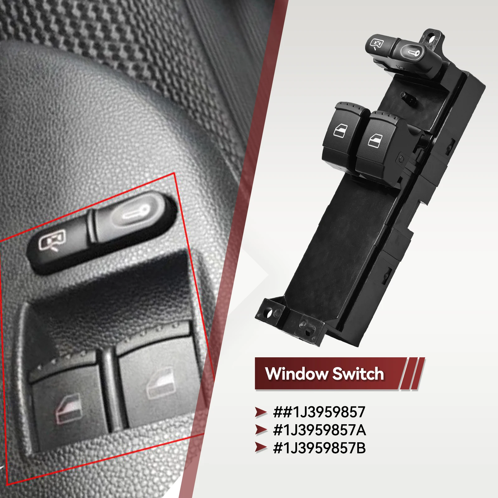 Interruptor elevalunas eléctrico 1J3959857A - Skoda Fabia VW Bora Seat Leon - imagen 2