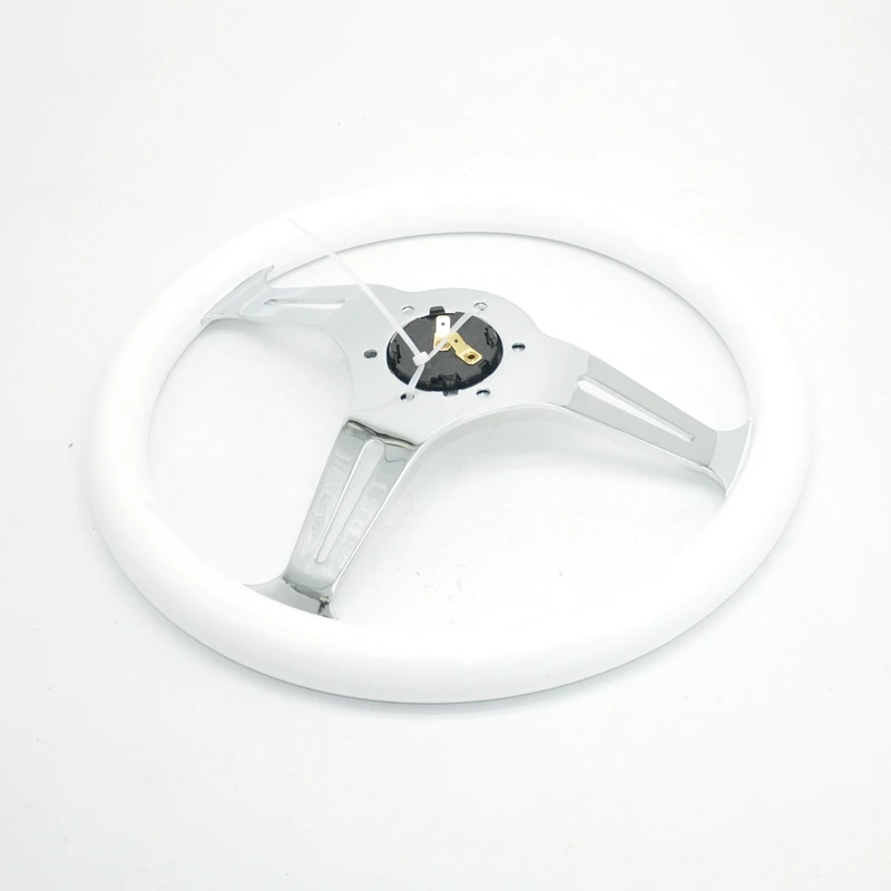 Volante universal deportivo de madera clásica blanco - imagen 3