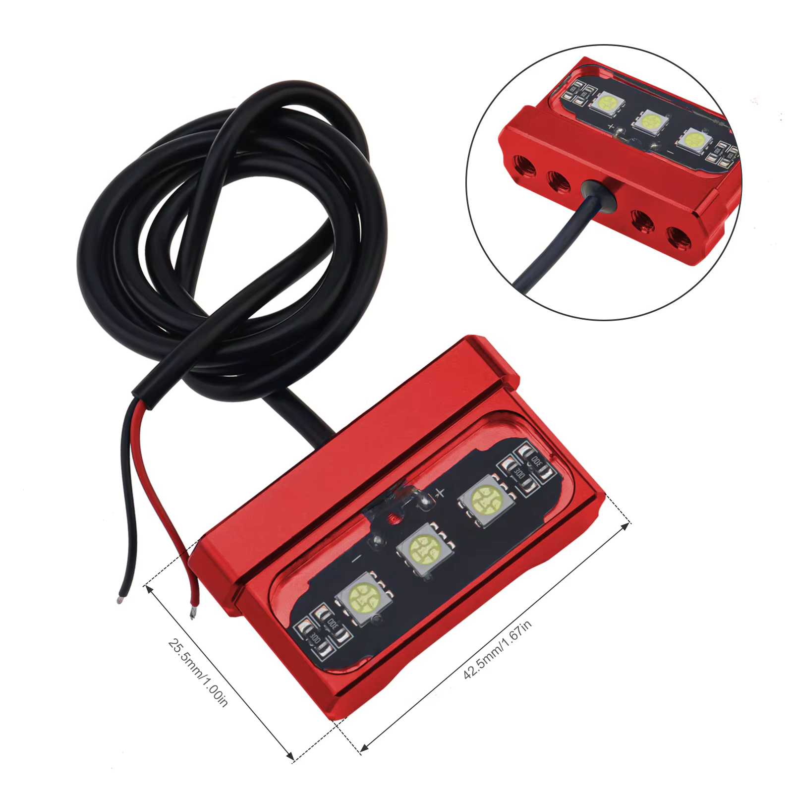 Luz LED de matrícula para moto con carcasa de aluminio CNC - imagen 2