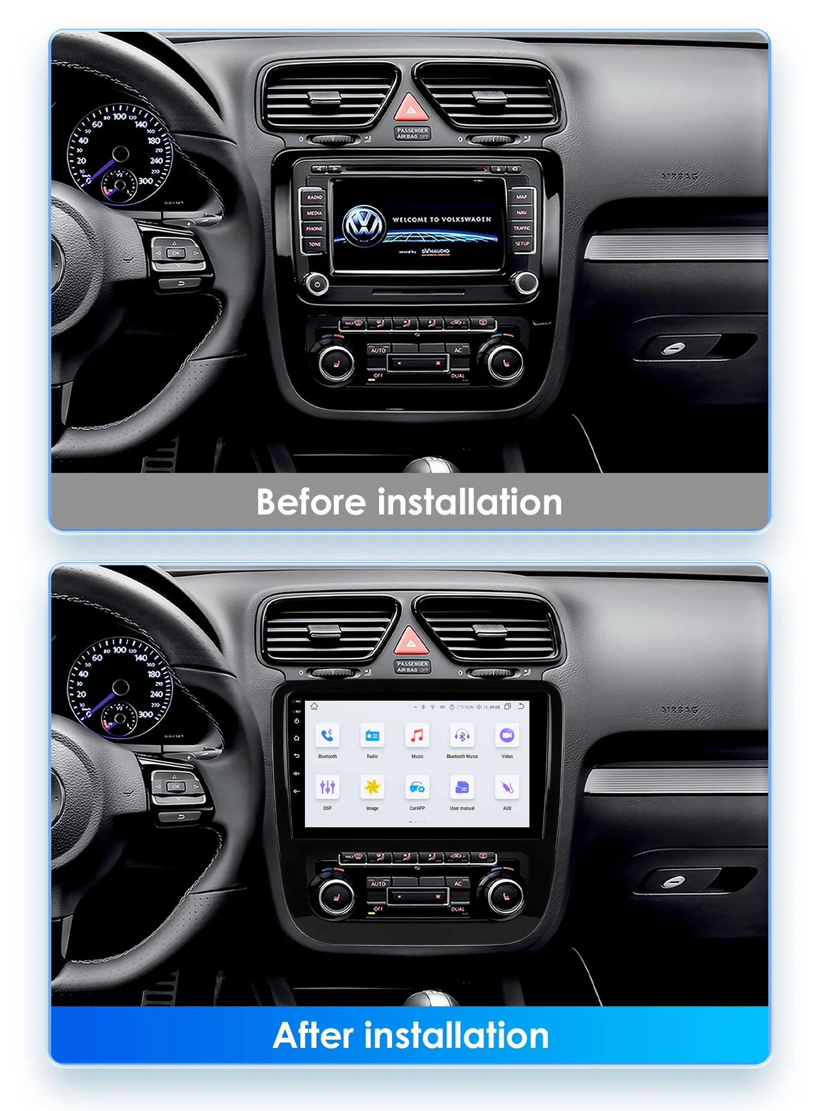 Radio de coche Hizpo 2 DIN con CarPlay inalámbrico para VW Scirocco - imagen 2