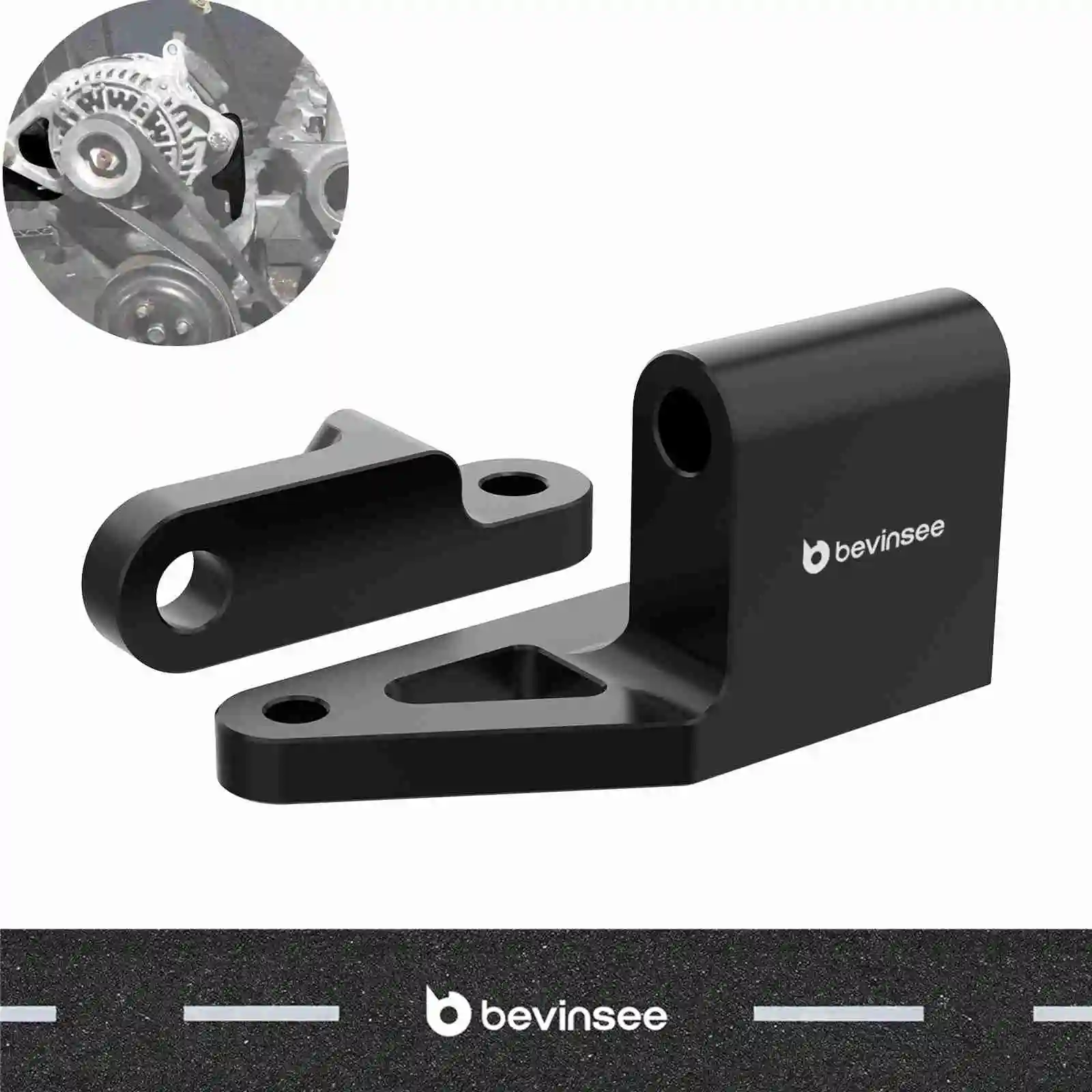 BEVINSEE 4.0L Kit de reubicación de alternador de motor de aluminio para Jeep XJ Wrangler Cherokee 1996-2002