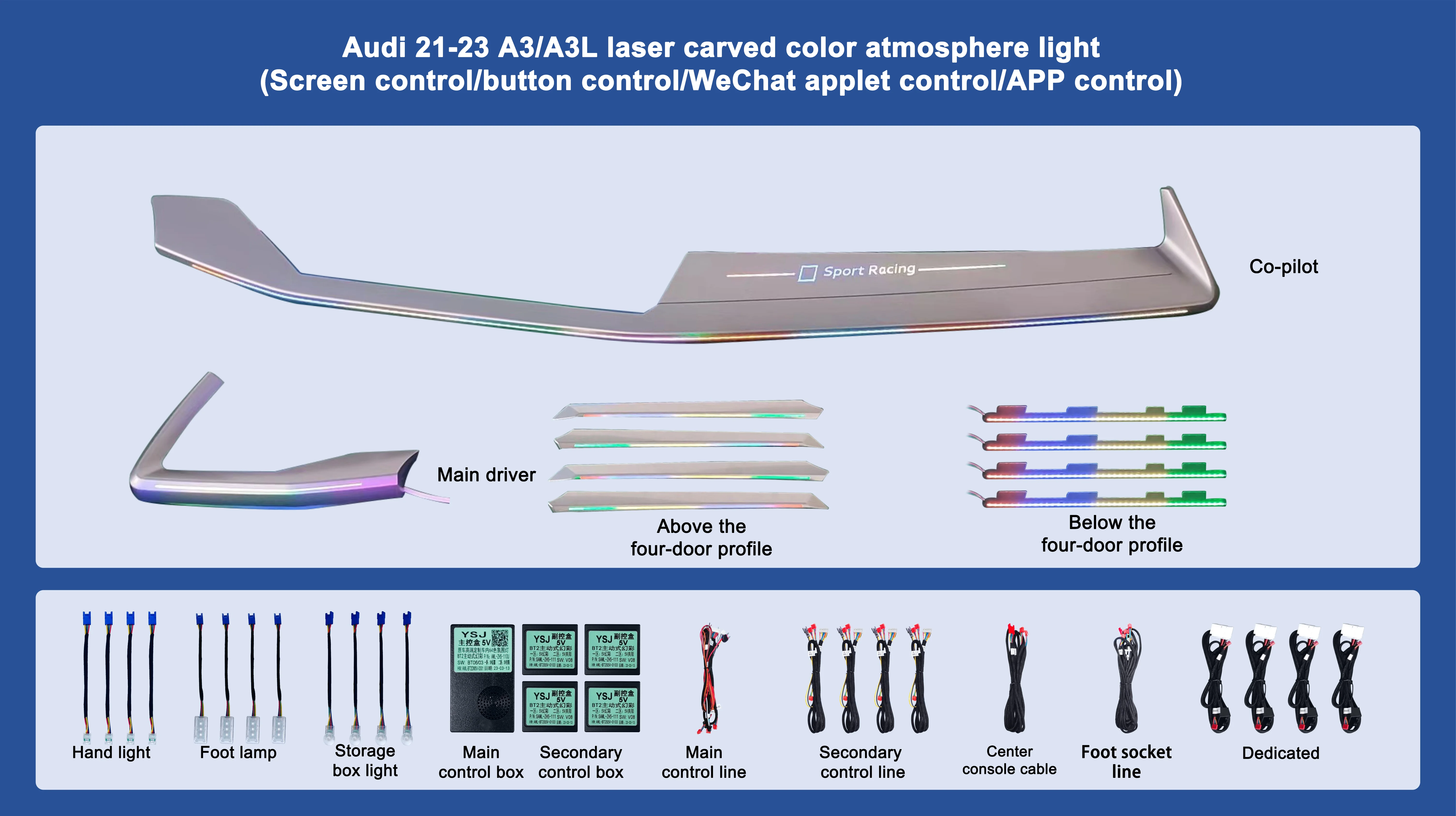 Iluminación interior LED ambiente Audi A3/A4 2009-2023 - imagen 3