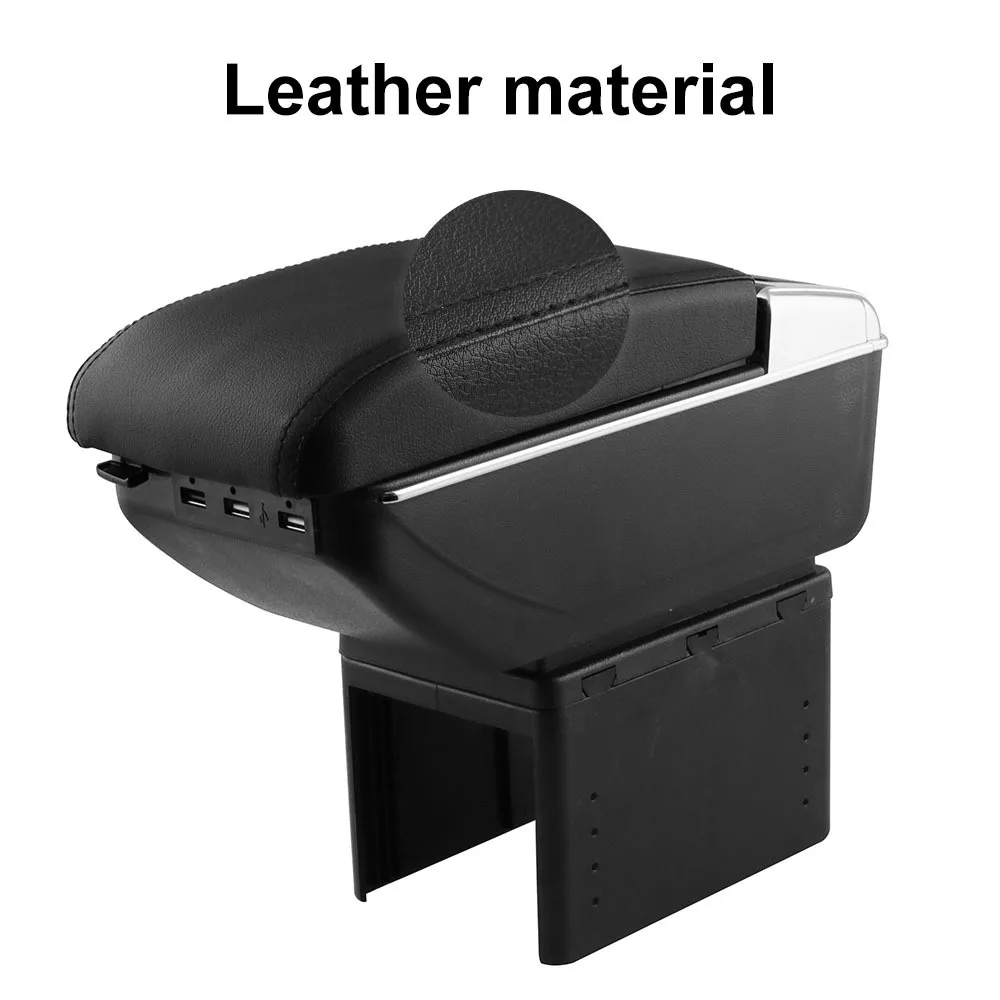 Caja almacenamiento reposabrazos consola central Universal – cuero negro - imagen 5