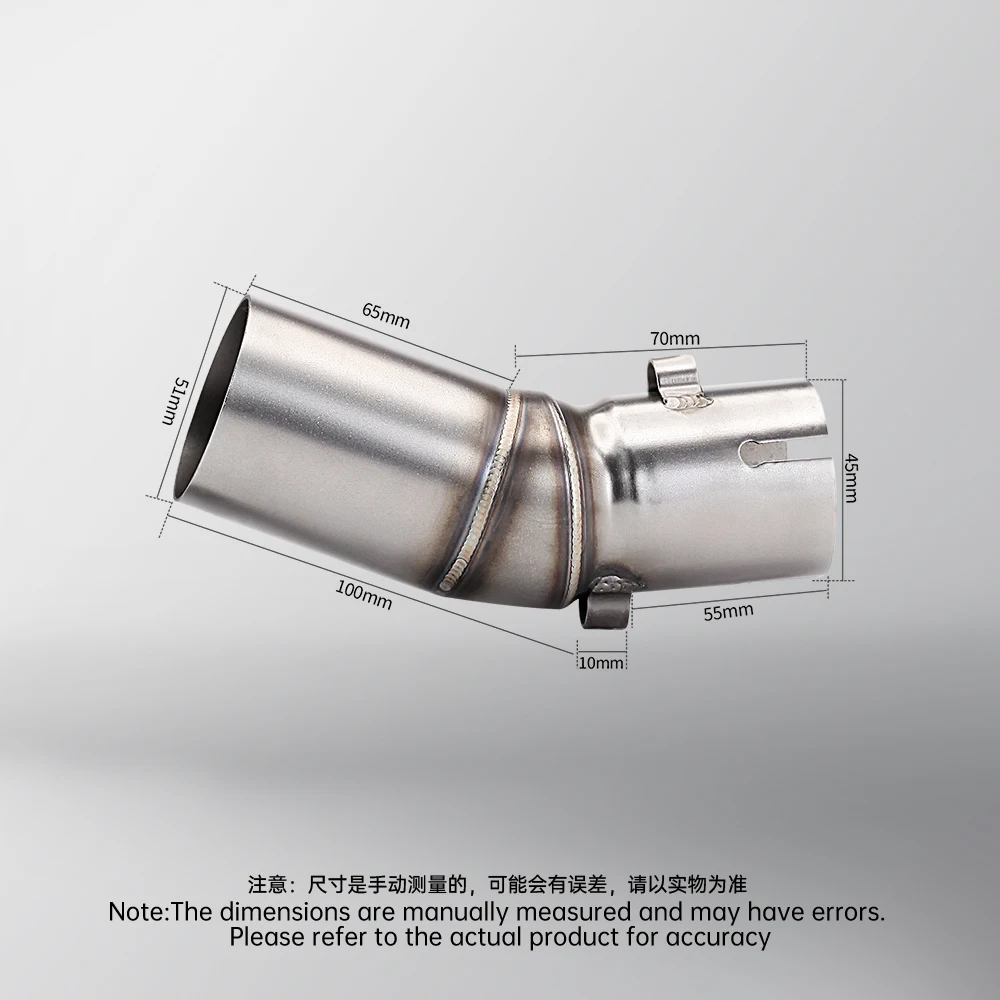 Tubo medio deslizante apto para motocicleta CFMOTO 450MT 450 MT 450SR, modificación de acero inoxidable, interfaz de 51mm, tubo de enlace medio de Escape - imagen 5