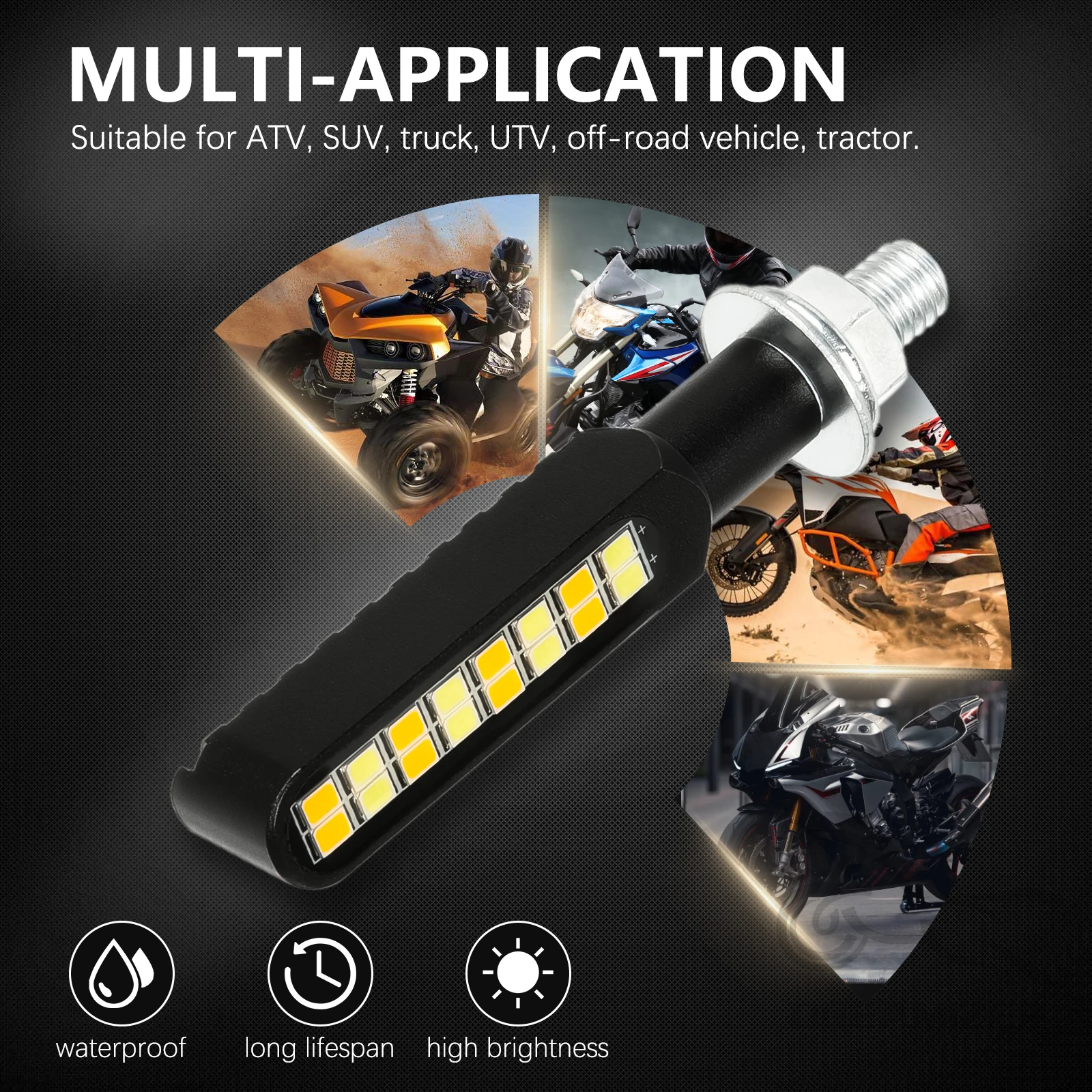 Intermitentes LED Moto 12V – Direccionales Amarillas Universales Universal Kit - imagen 5