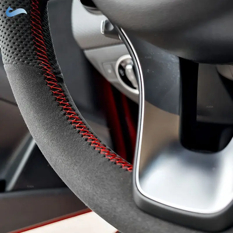 Cubrevolante cuero ante D Shape para Audi Q3 Q5 Q7 Q8 SQ5 SQ7 - imagen 4