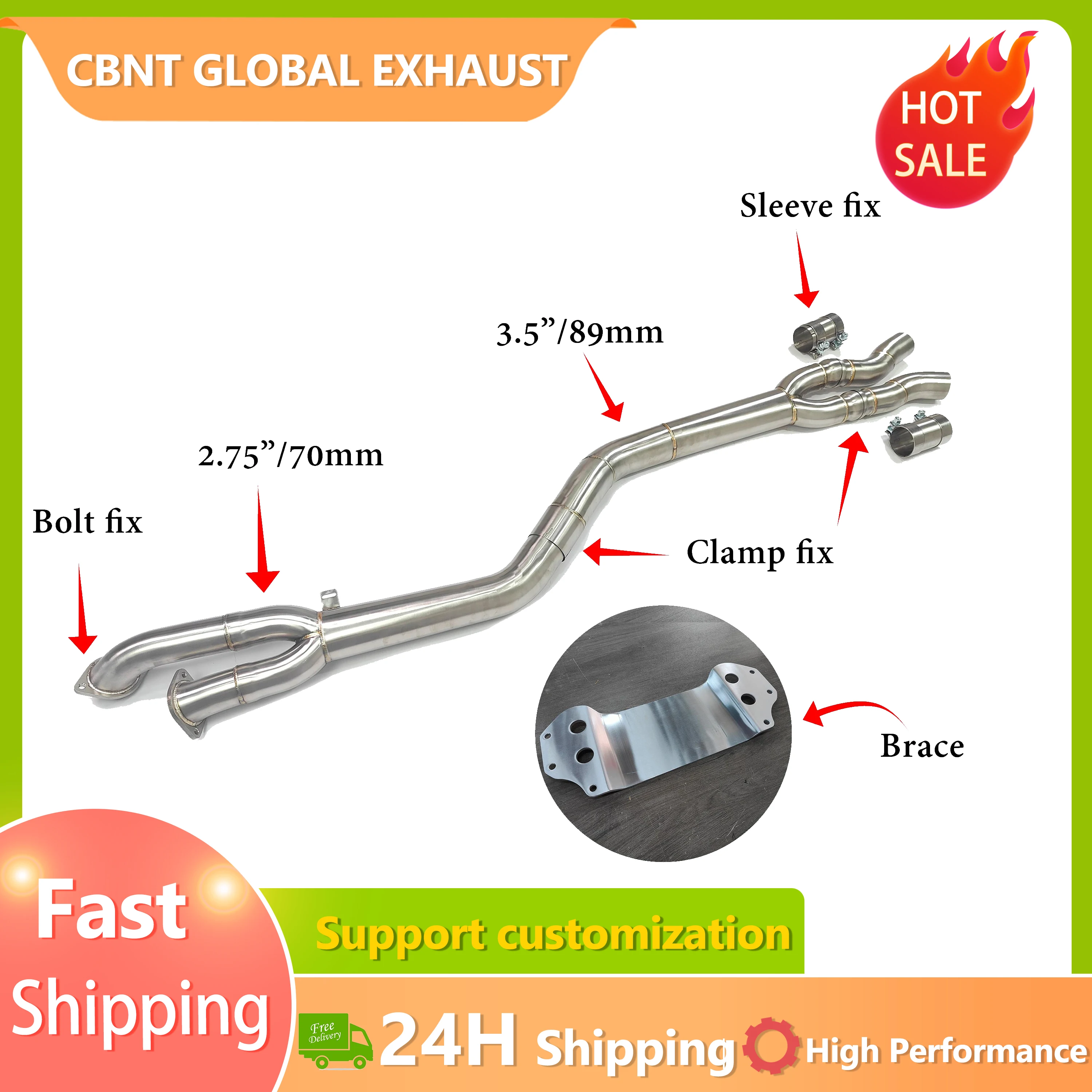 Tubo central de escape CBNT para BMW M3 G80, M4 G82 y M2 G87 S58
