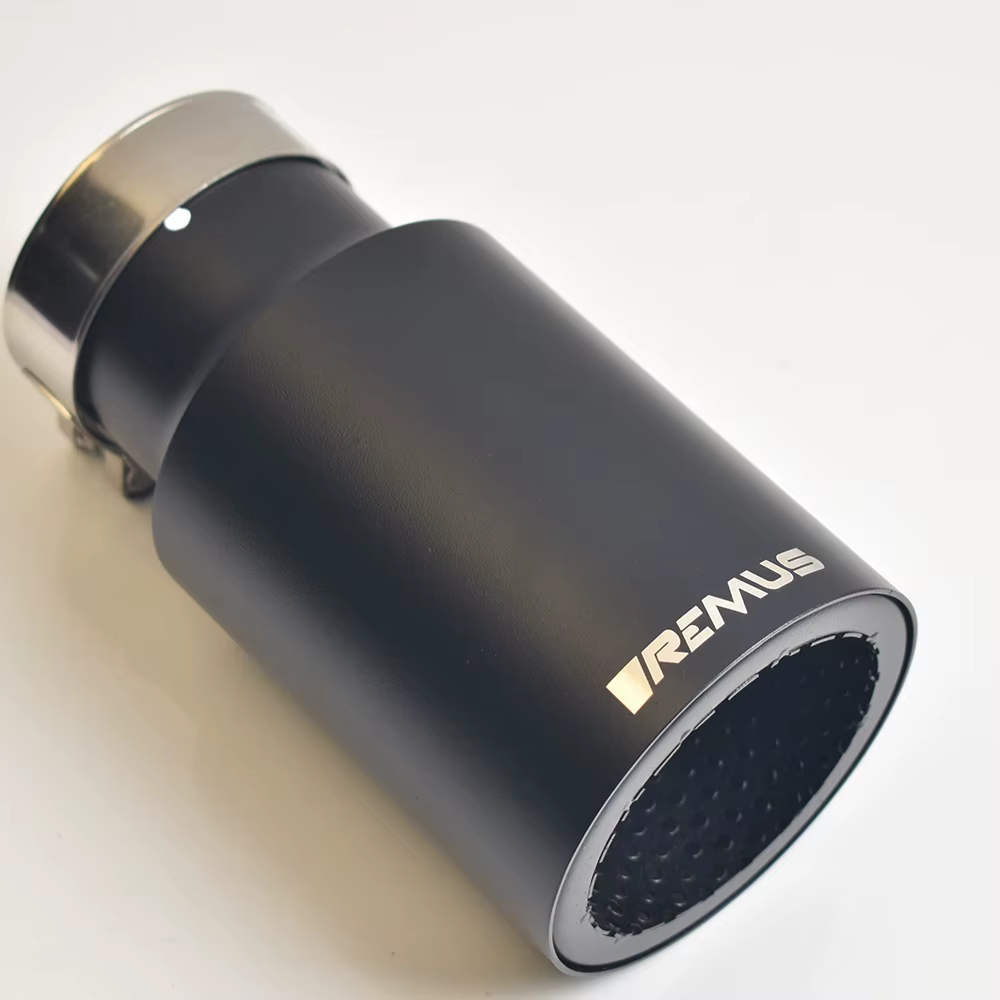 VRENUS Punta de escape inoxidable negro mate con brida corte plano - imagen 3