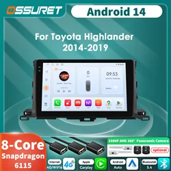 Radio Android 14 con CarPlay para Toyota Highlander 2014-2019