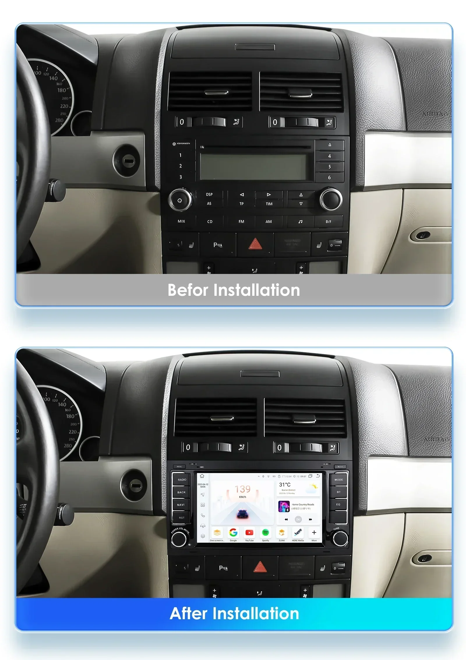 Hizpo Android Radio para VW Touareg/Transporter T5 - GPS CarPlay 4G - imagen 2