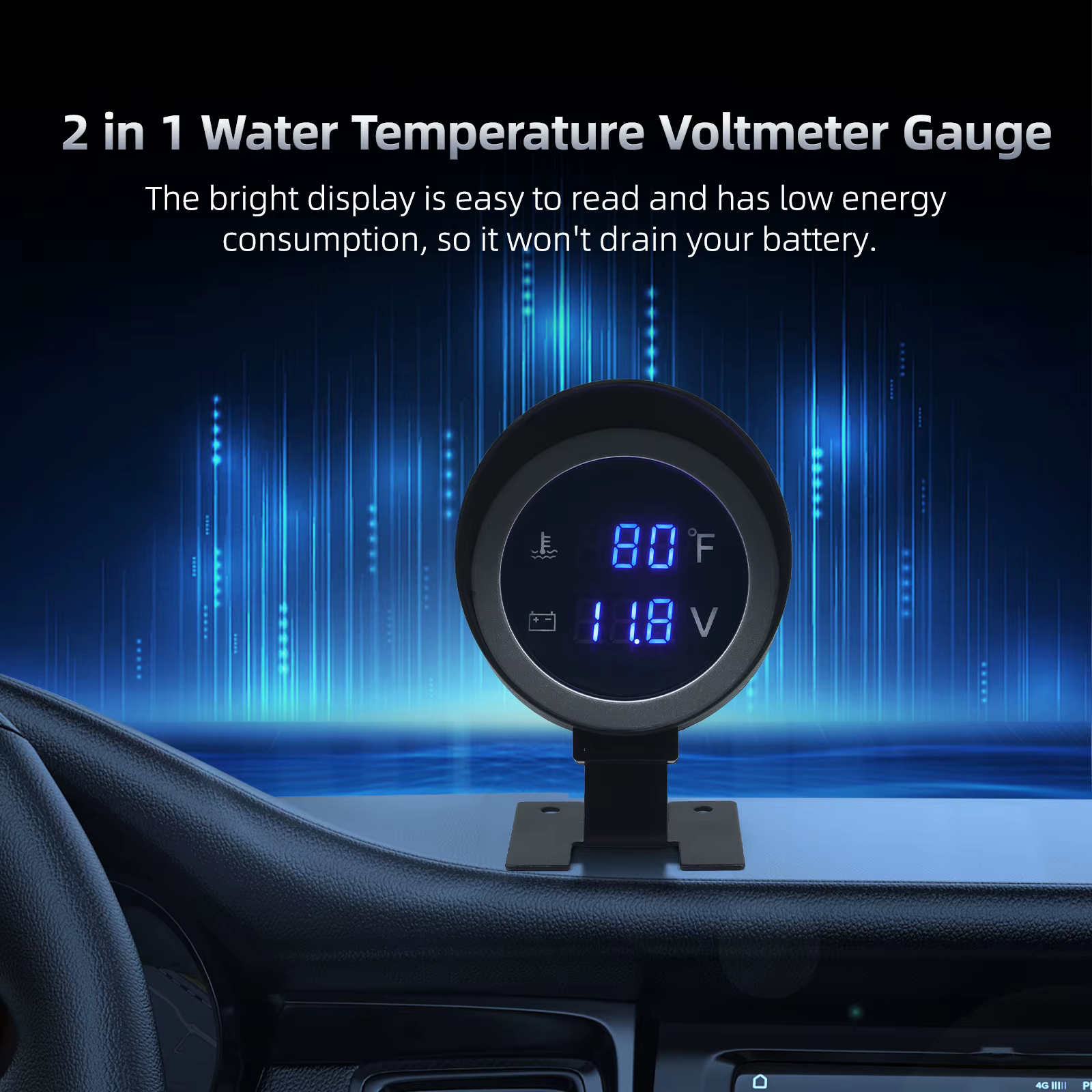 Reloj digital de temperatura del agua y voltímetro 12/24 V - imagen 4