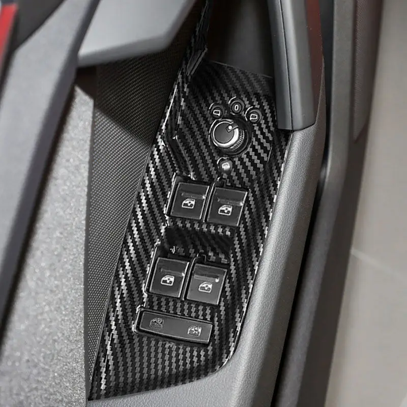 4 Uds Interior del coche fibra de carbono ventana vidrio botones de elevación cubierta de Panel embellecedor protector para Audi A3 8Y 2021 2022 2023 solo LHD