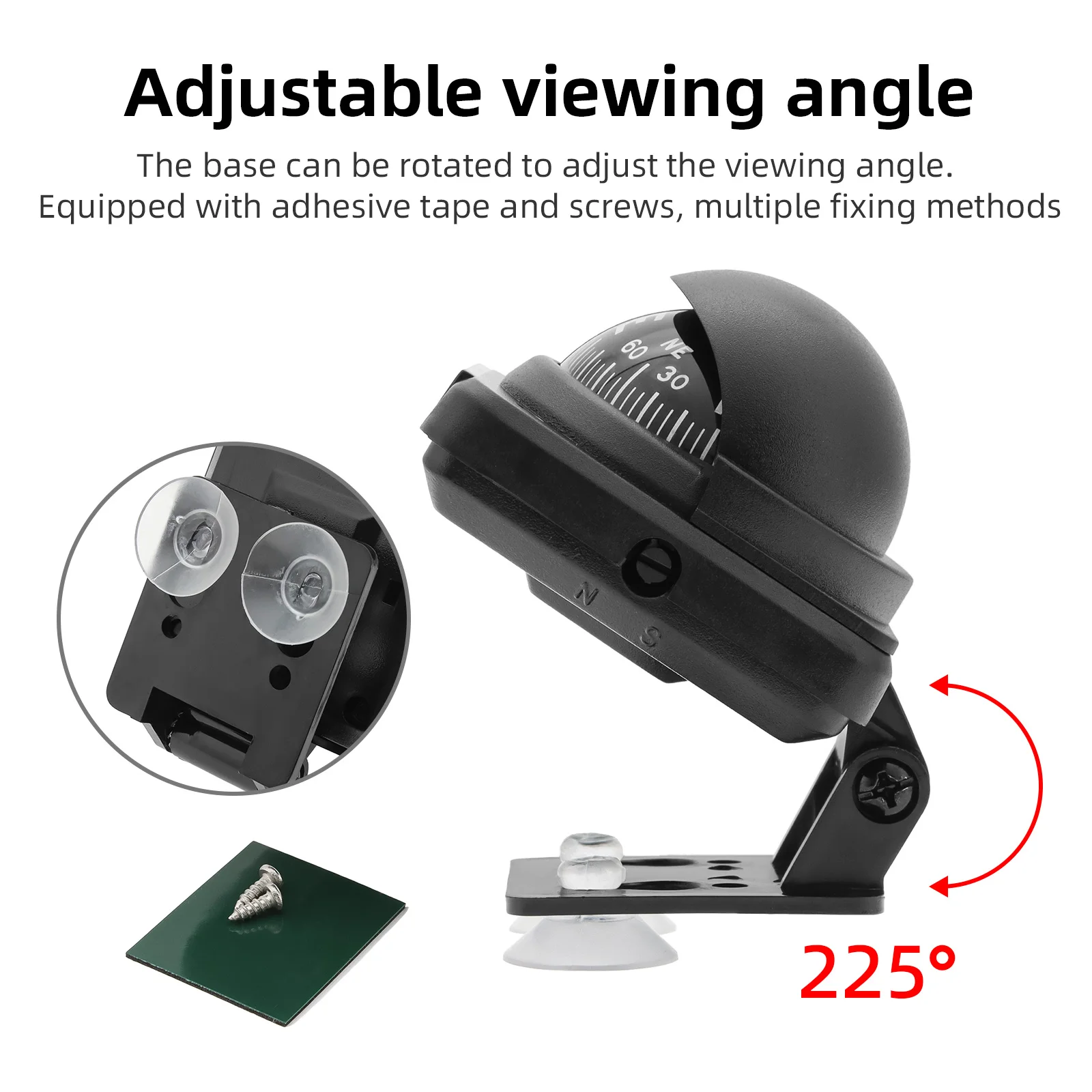 Brújula náutica impermeable de bola – regulable para coche y barco - imagen 4