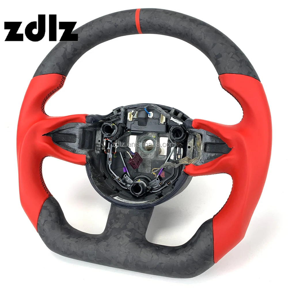 Volante de carbono forjado rojo para Audi A3 A4 S3 S4 RS3 RS4 racing - imagen 3