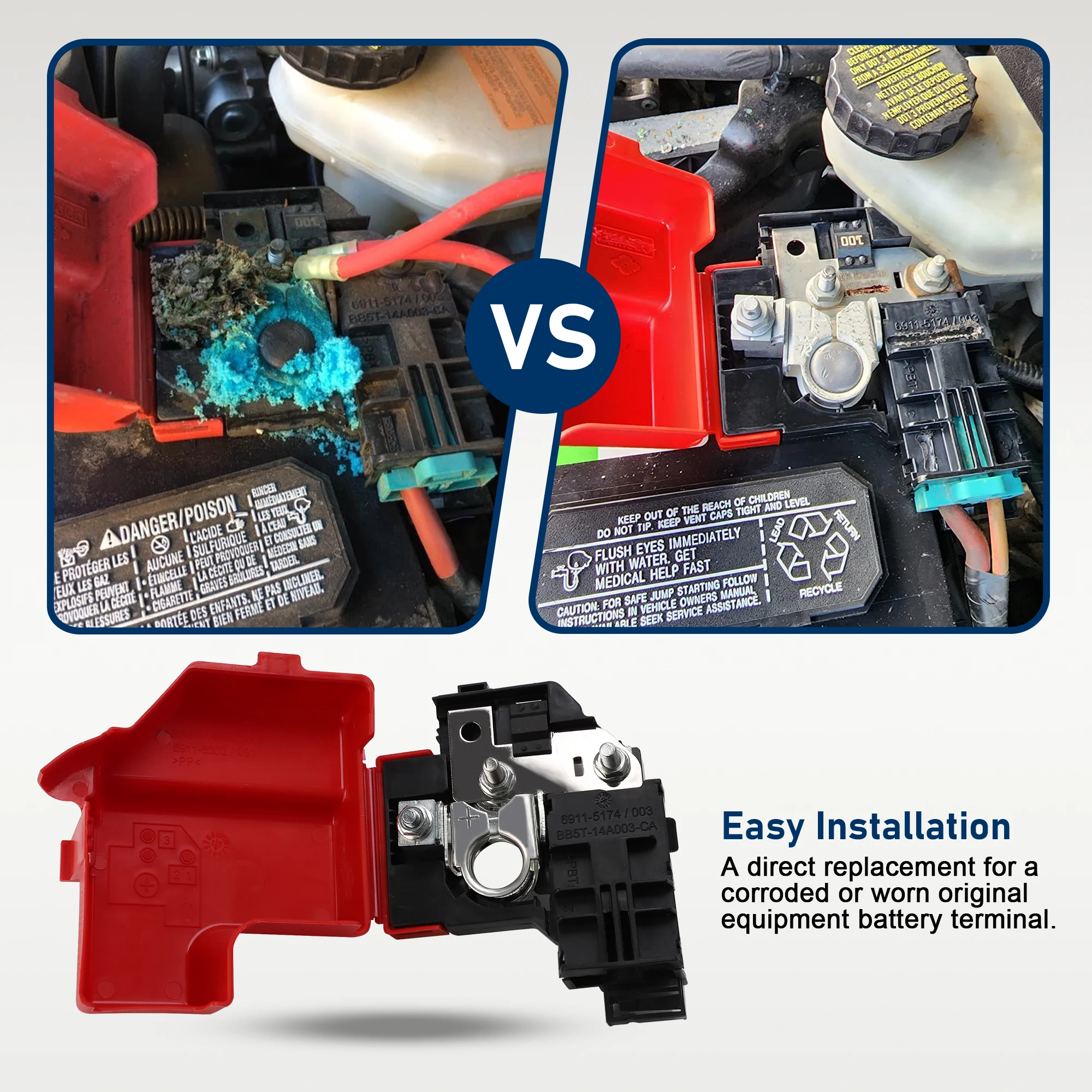 Disyuntor de batería de coche, extremo de Terminal de Cable de batería OEM DA8Z-14526-A BB5Z-14526-AA para Ford Taurus Explorer 3.5L V6 2011-2019 - imagen 5