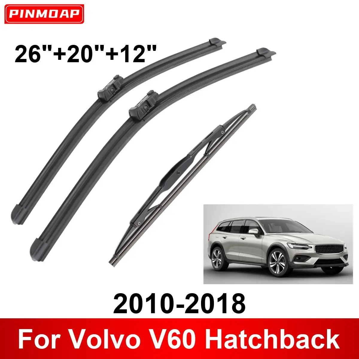 1/2/3/4/6 Uds limpiaparabrisas de coche para Volvo V60 Hatchback 2010-2018 limpiaparabrisas delanteros y traseros cepillos accesorios para automóviles 2014 2015 2016 2017
