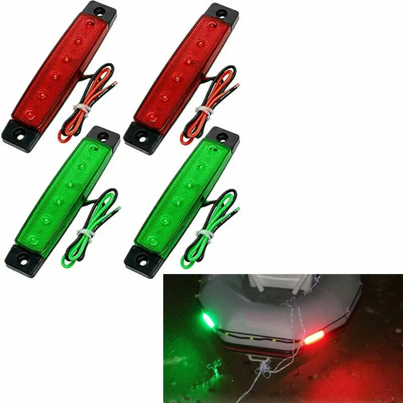 Luces LED de navegación para barco, rojas y verdes, impermeables