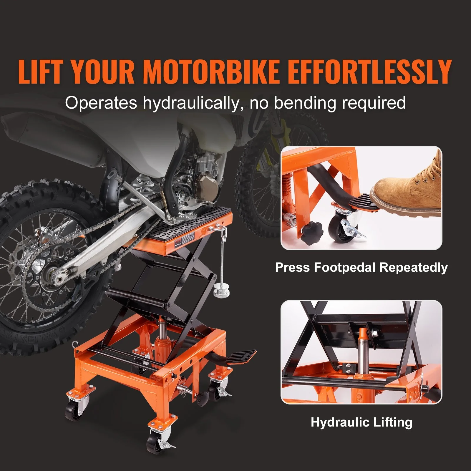 Elevador hidráulico tijera moto 135KG – capacidad máxima - imagen 2