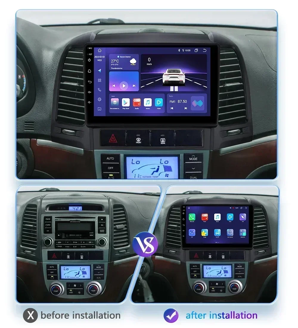 Hizpo Radio 2 DIN Android con CarPlay para Hyundai Santa Fe II - imagen 3