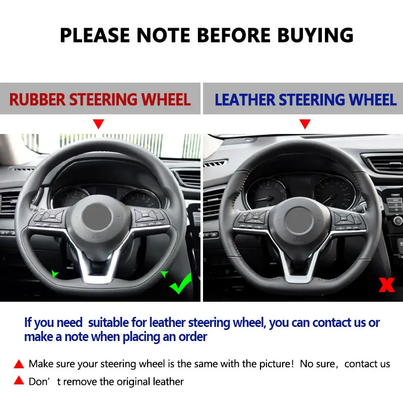 Protector de volante FOXSN de cuero de microfibra negro para Nissan