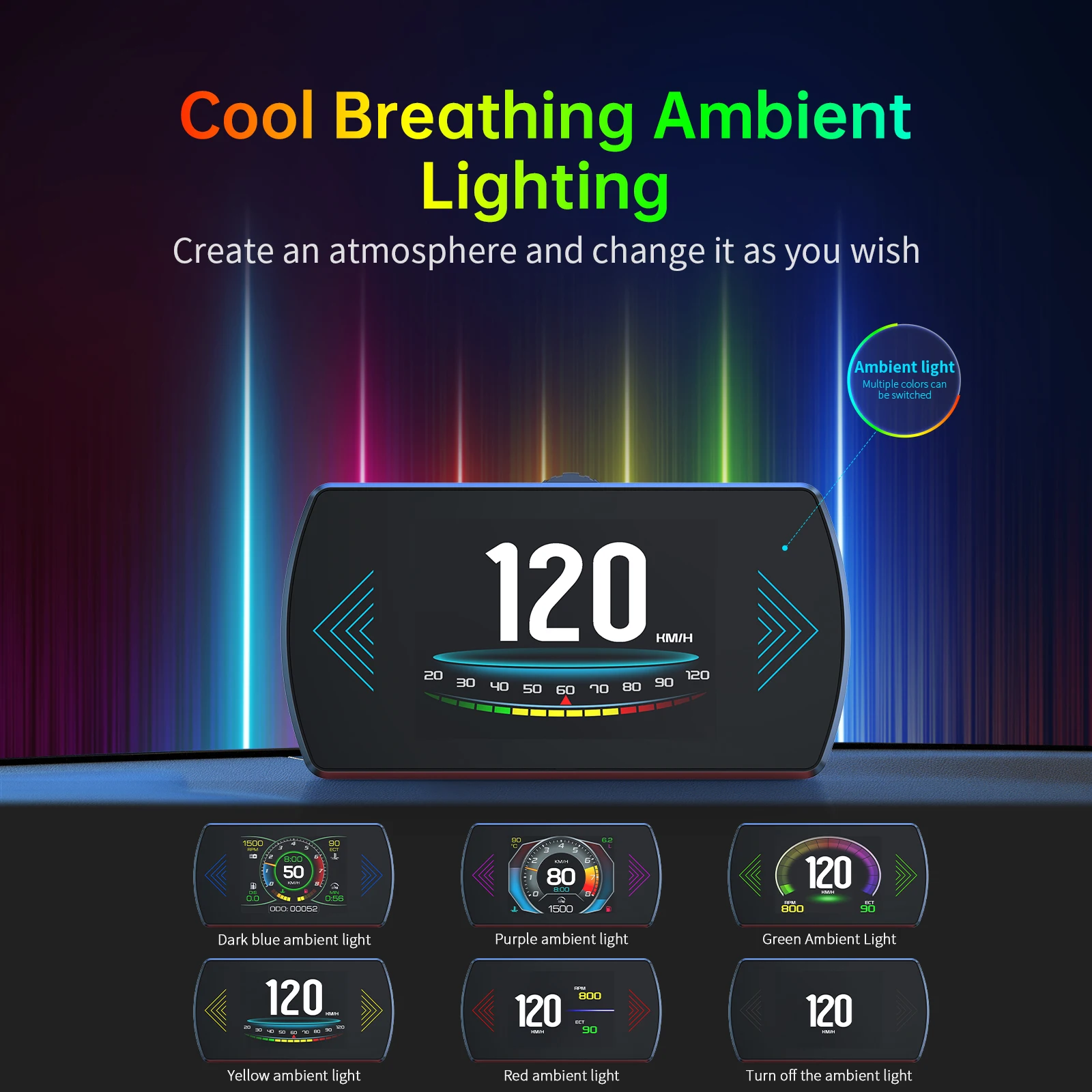 Pantalla frontal HUD P12 OBD para velocidad, temperatura y voltaje - imagen 2