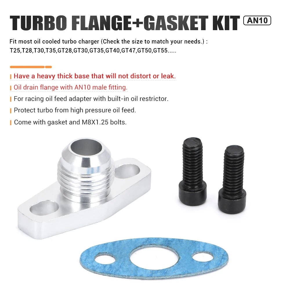PQY-Turbo Adaptador drenaje aceite AN10 para turbos GT28 GT30 GT35 - imagen 2