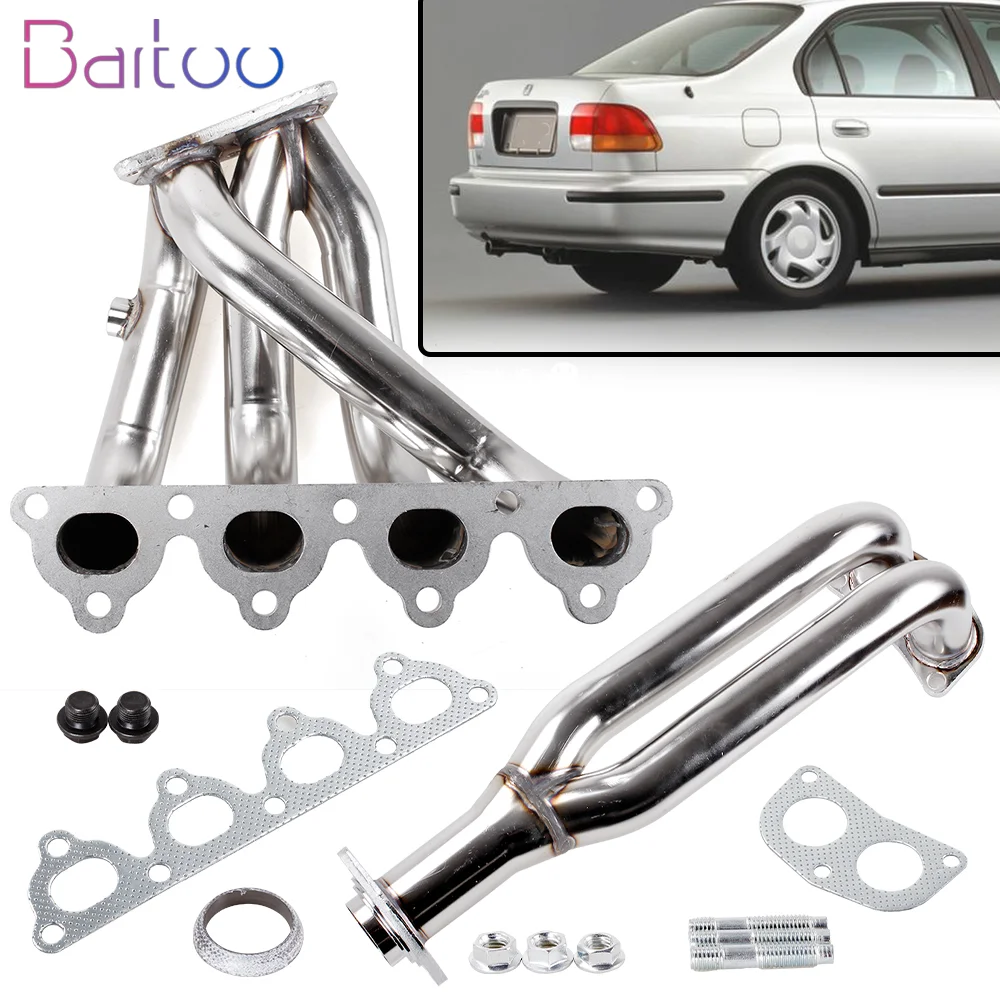 Colector de escape BARTOO alto flujo acero inoxidable Honda Civic 88-00 EG EF EK