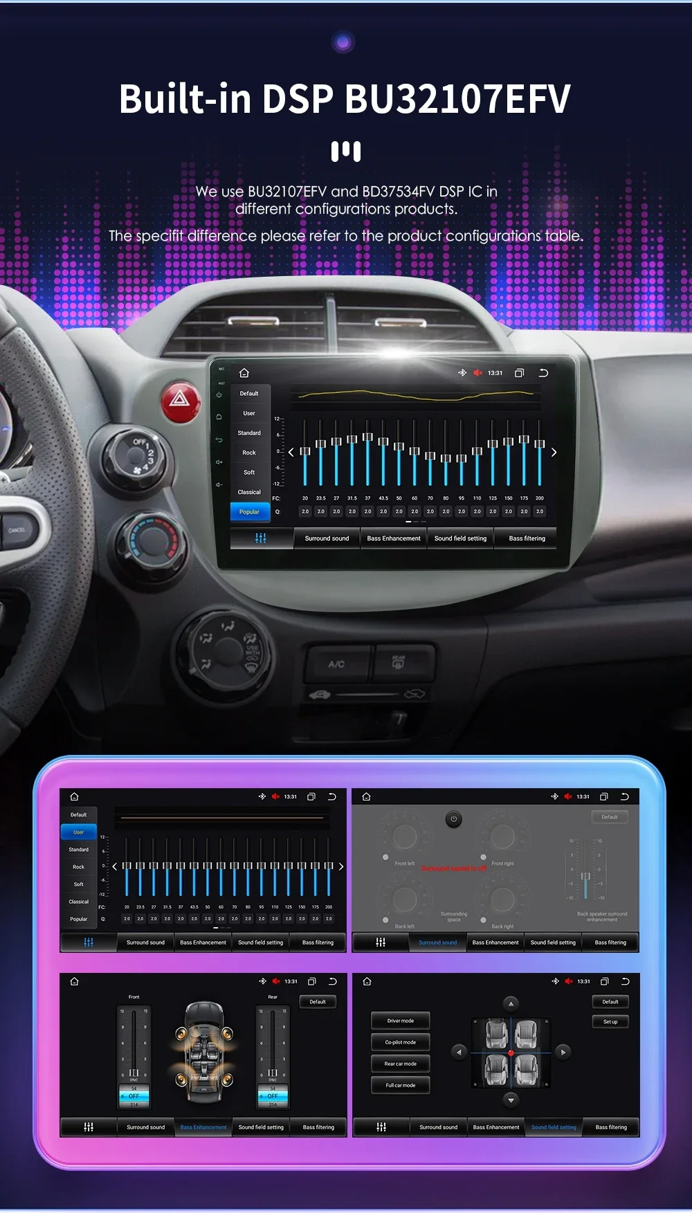 Hizpo Radio Android doble DIN con CarPlay – Honda Jazz 2007-2013 - imagen 4