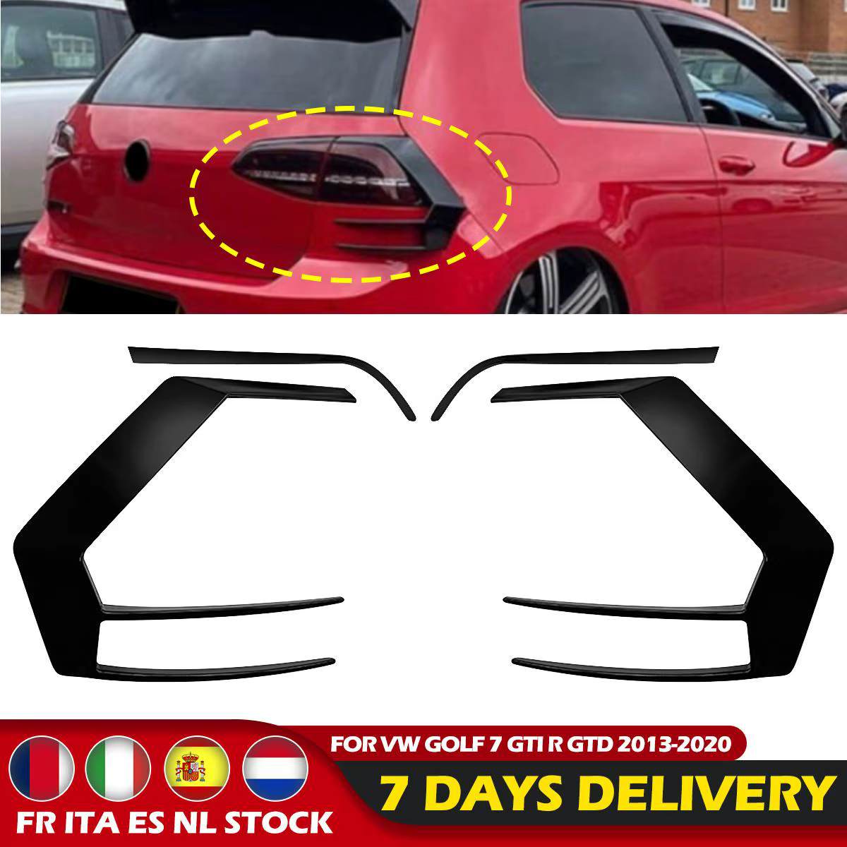Canards traseros para paragolpes VW Golf 7 GTI/R MK7-MK7.5