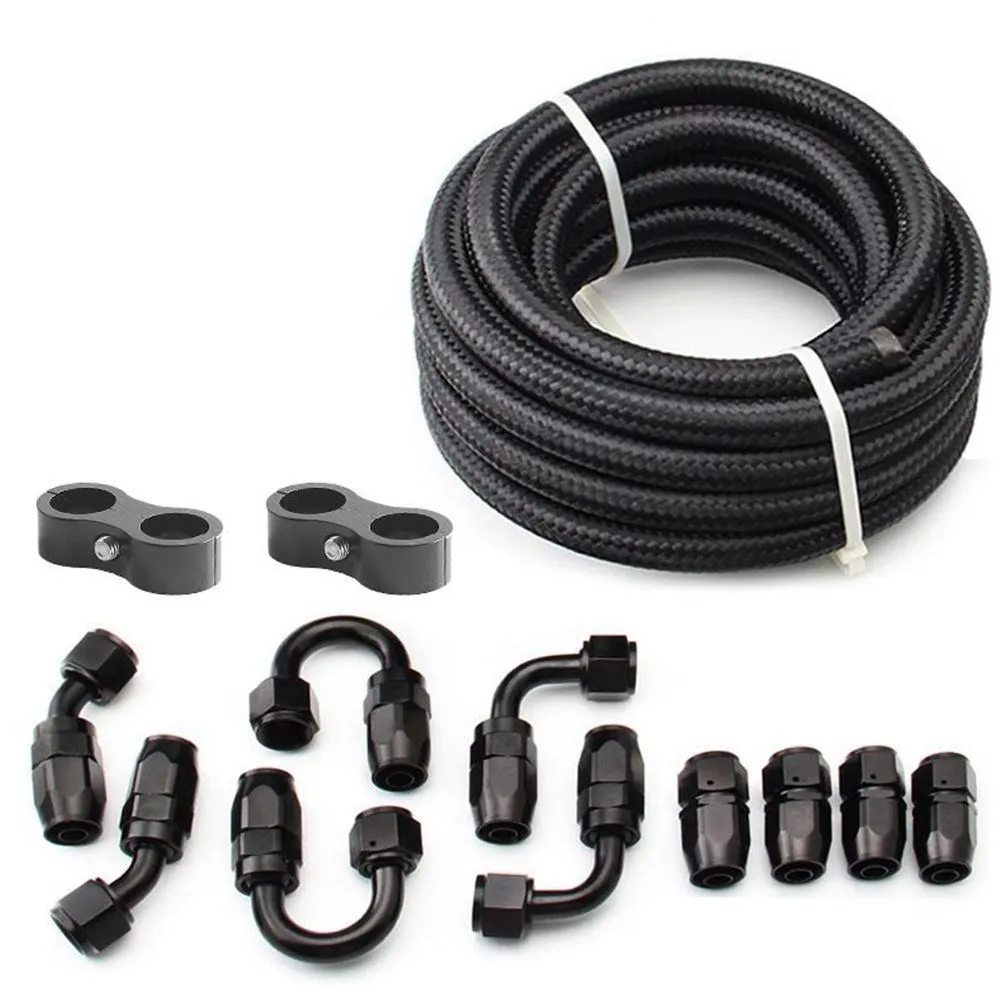 Vista frontal del kit con manguera y extremos