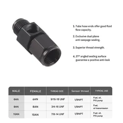 Adaptador AN macho-hembra 1/8 NPT para sensor de presión de aceite