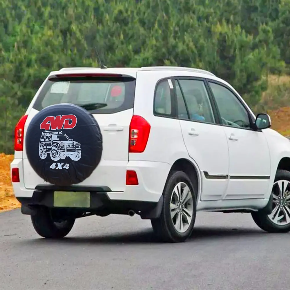 Cubierta de neumático de repuesto de coche de cuero de PVC, cubierta de neumático de rueda de repuesto para vehículo todoterreno, Protector de bolsa de coche, Protector solar impermeable, 14-17 pulgadas - imagen 3