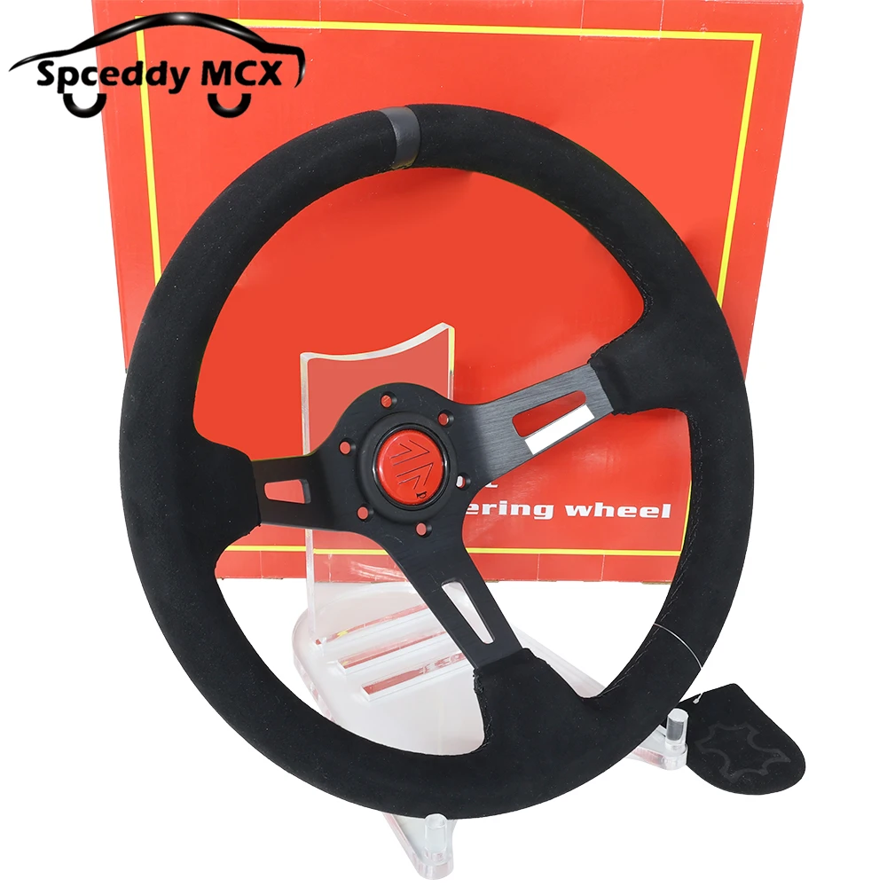 Volante racing deep dish 335mm Alcantara deportivo para coche - imagen 4