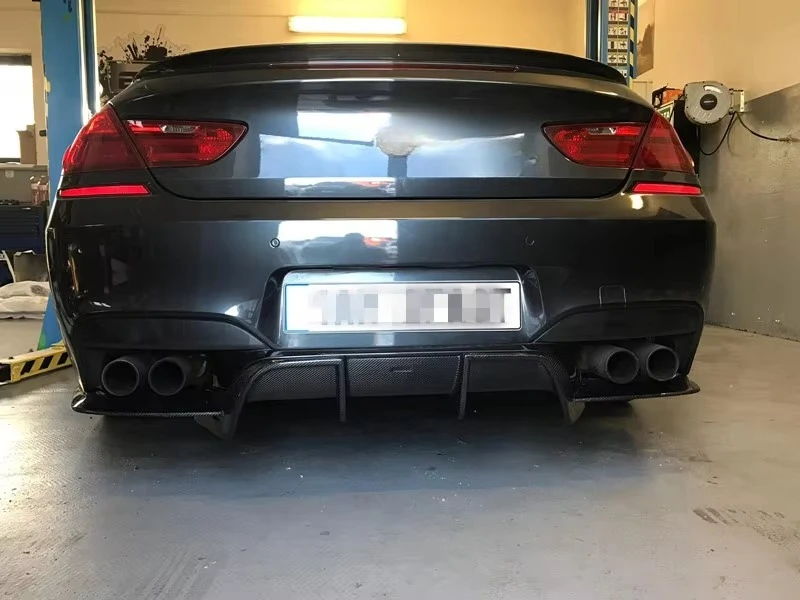 Difusor de labio de parachoques trasero de fibra de carbono estilo Vor para BMW F06 F12 F13 M6 Coupe Sedan 2014-2017 recortes de escape nueva condición - imagen 5