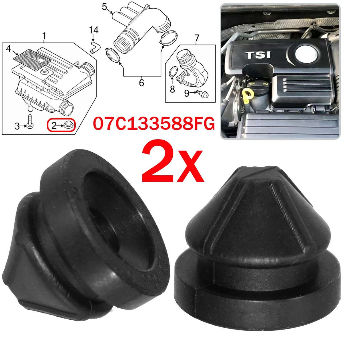 07C 133 588 Casquillo de goma para filtro de aire VW Golf y Passat