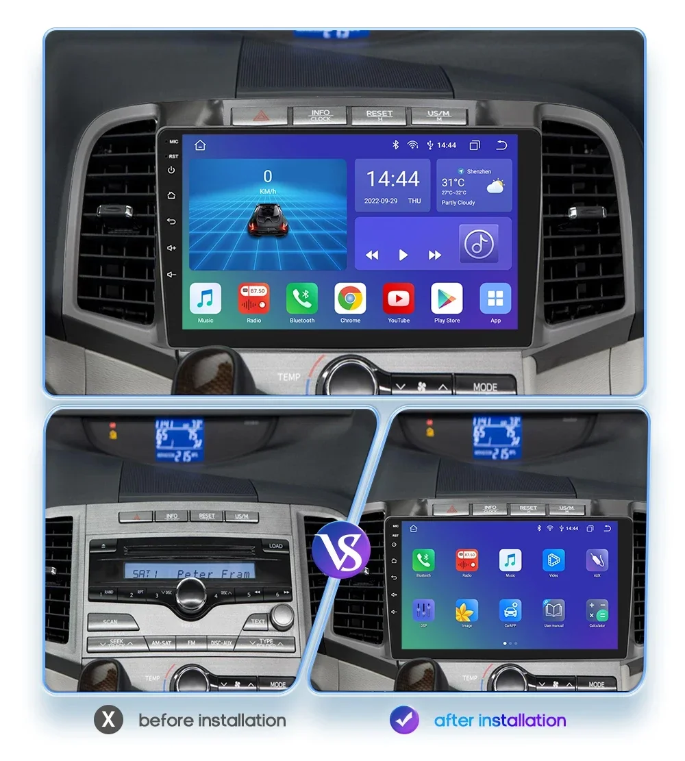 Hizpo Radio Android 12 GPS CarPlay Toyota Venza 2008-2016 - imagen 2