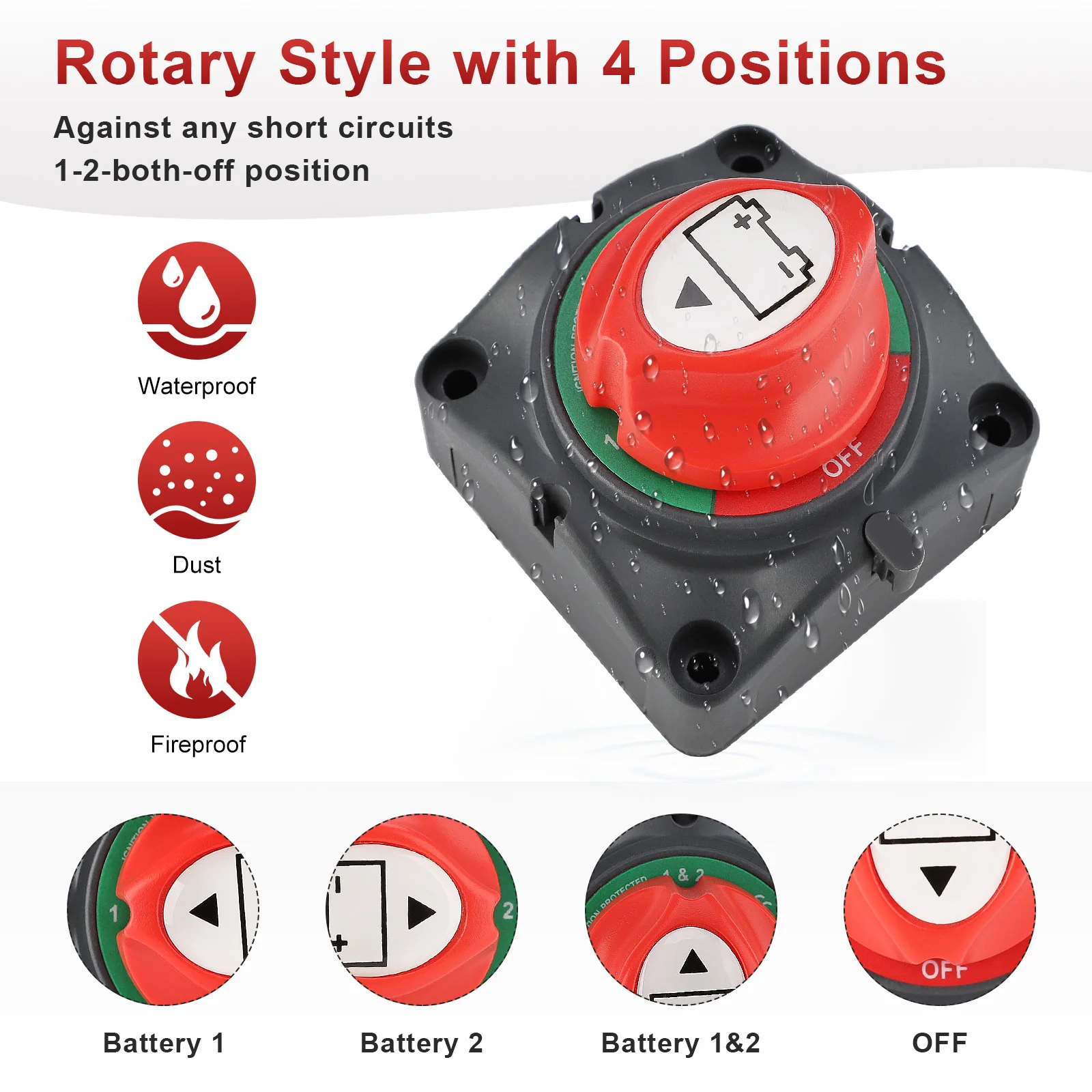 Desconectador de batería 12/24V 200/300A para coche y barco - imagen 4