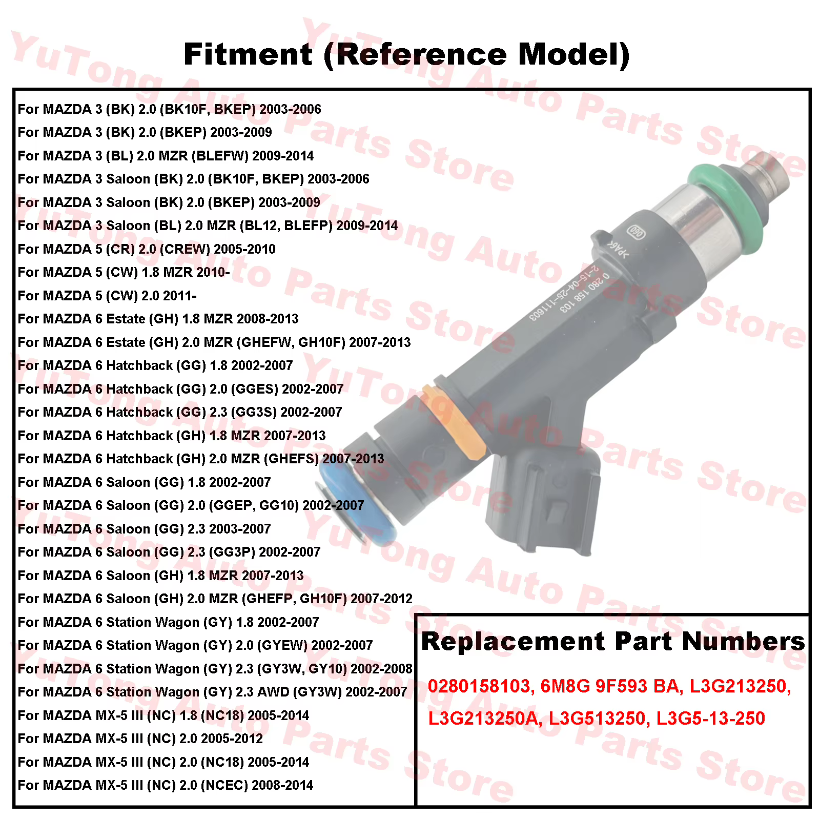Válvula de inyector combustible Mazda 3/5/6 y MX-5 2.0, 2005-2014 - imagen 3