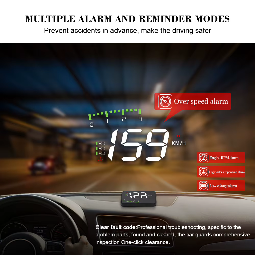 Pantalla HUD OBD2 digital para parabrisas – velocímetro y RPM - imagen 2