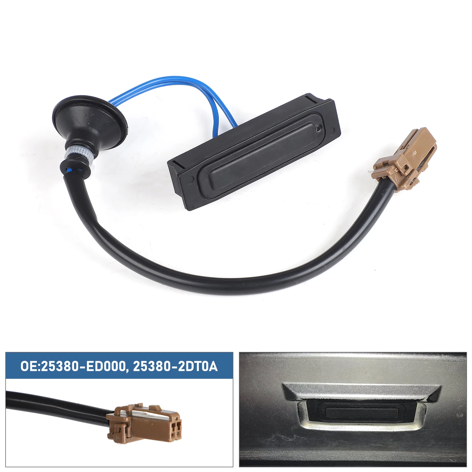 Interruptor de puerta trasera negro con botón de apertura