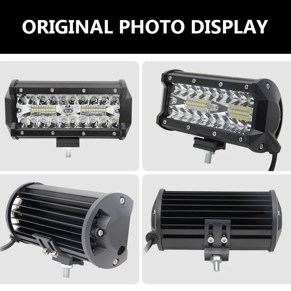 Barra LED Trabajo 7'' 120W Triple Fila Offroad - Señal 4x4 Camión - imagen 3