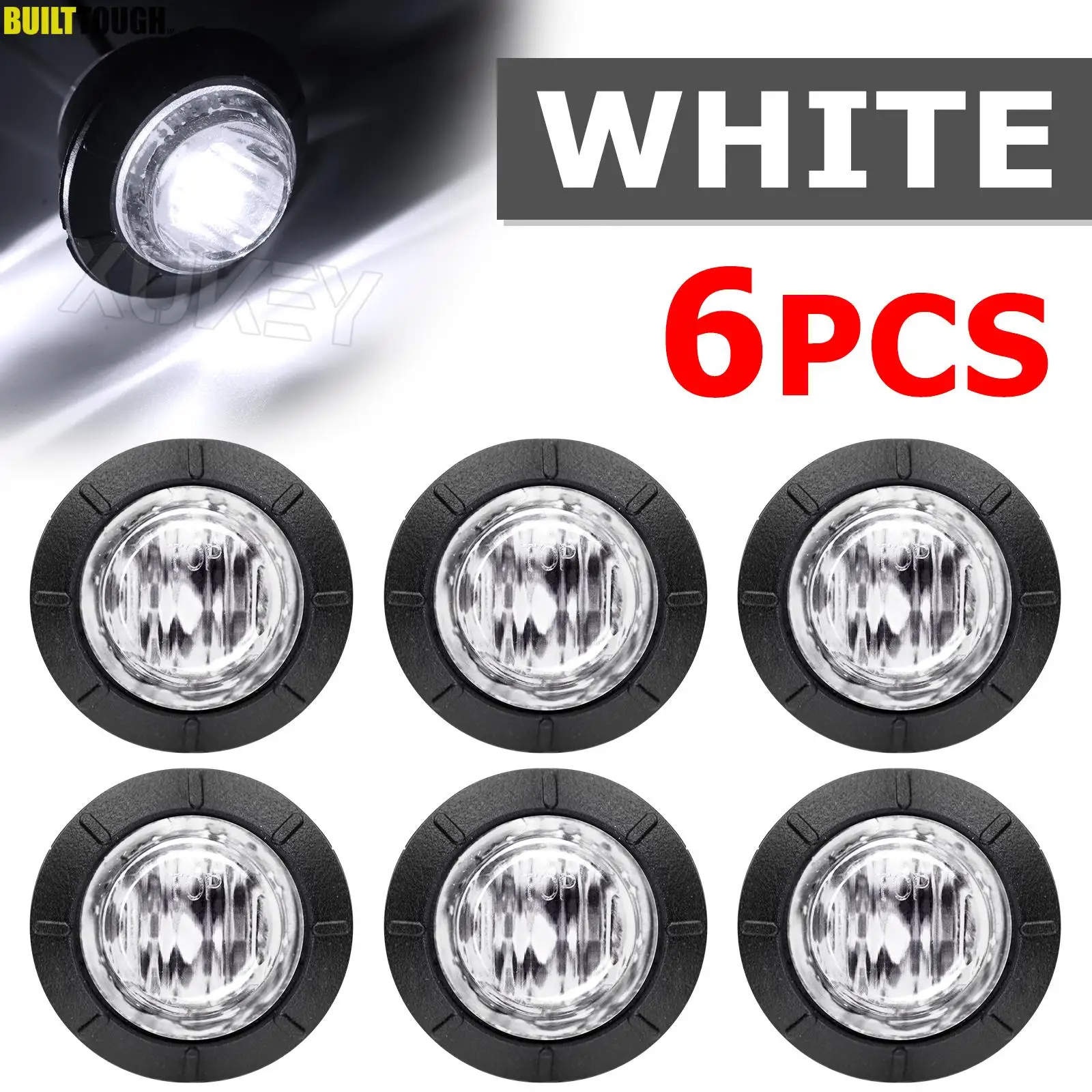 Luz LED lateral redonda blanca 12/24 V para camión y remolque