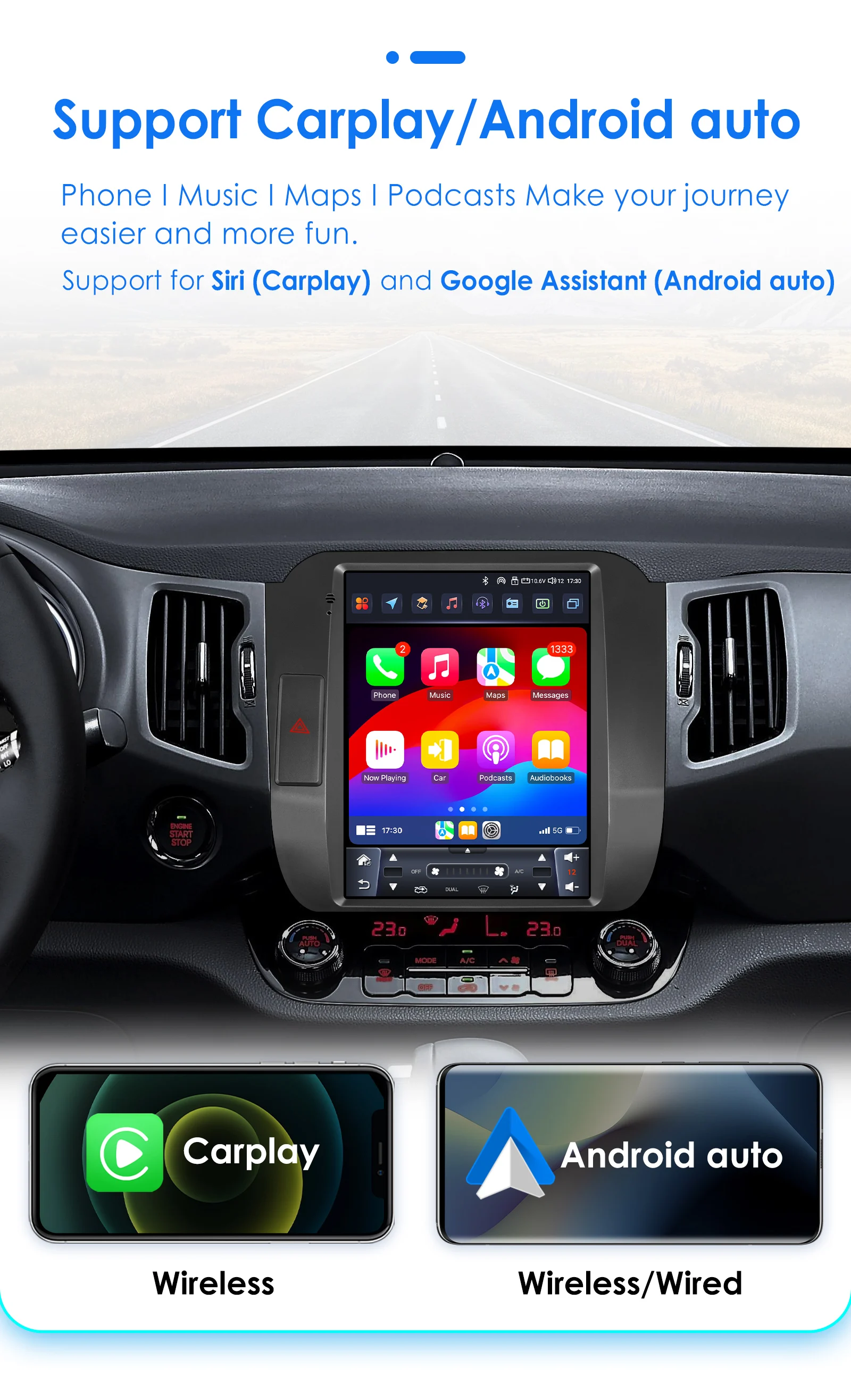 Radio multimedia OSSURET Android 13 vertical para KIA Sportage 3 - imagen 5