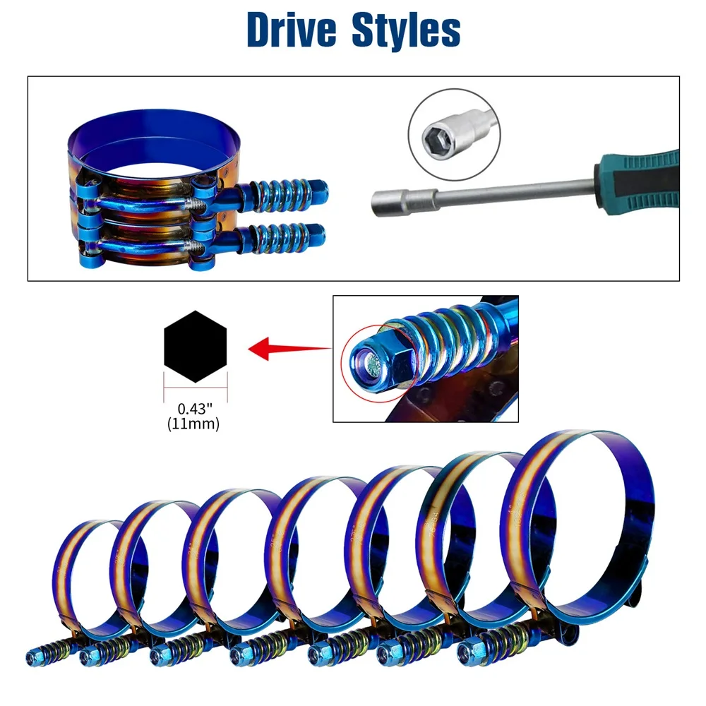 Abrazadera de garganta con perno en T para turbo e intercooler azul