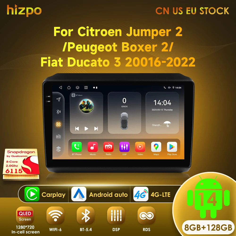 Hizpo Radio Multimedia Android 14 para Ducato, Jumper y Boxer