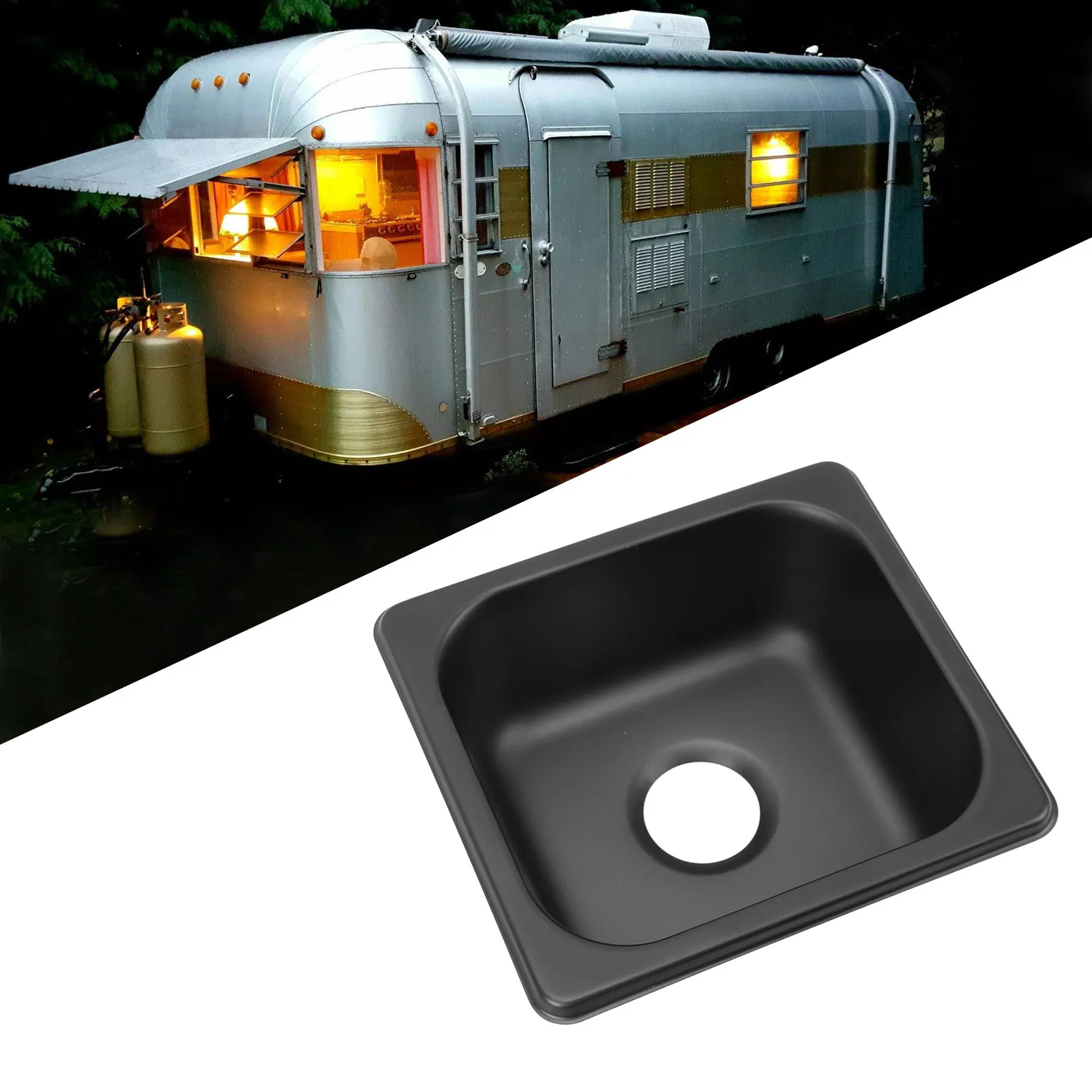 Fregadero de barco RV de acero galvanizado negro inoxidable 304 - imagen 2