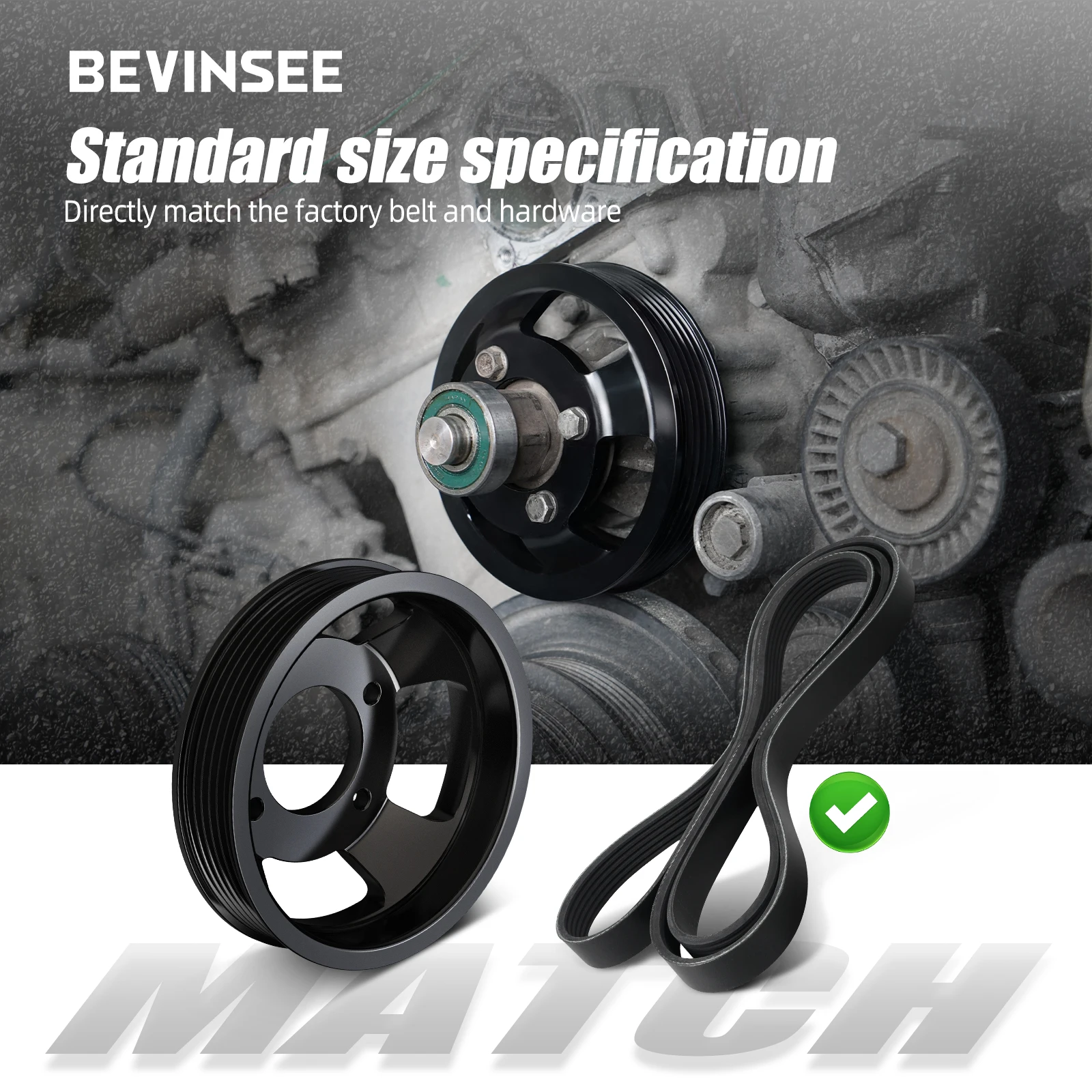 BEVINSEE Water Pump Pulley For BMW E46 E39 E60 E61 E38 E65 X3 E83 X5 E53 Z4 E85 E86 Z3 325i 330i 328i 525i 530i M52TU M54 Engine - imagen 3