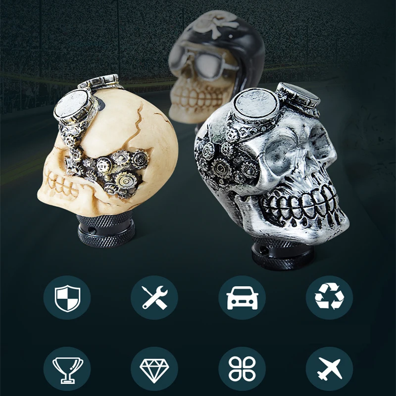 Pomo de cambio universal con calavera, estilo deportivo para caja manual - imagen 4
